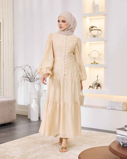 KEYLA BUTTON DRESS (NUDE)