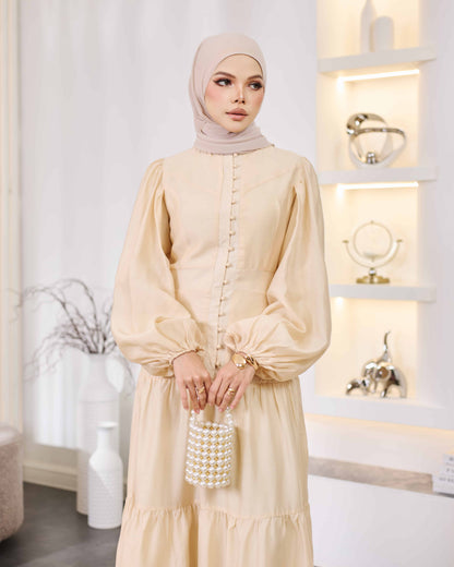 KEYLA BUTTON DRESS (NUDE)