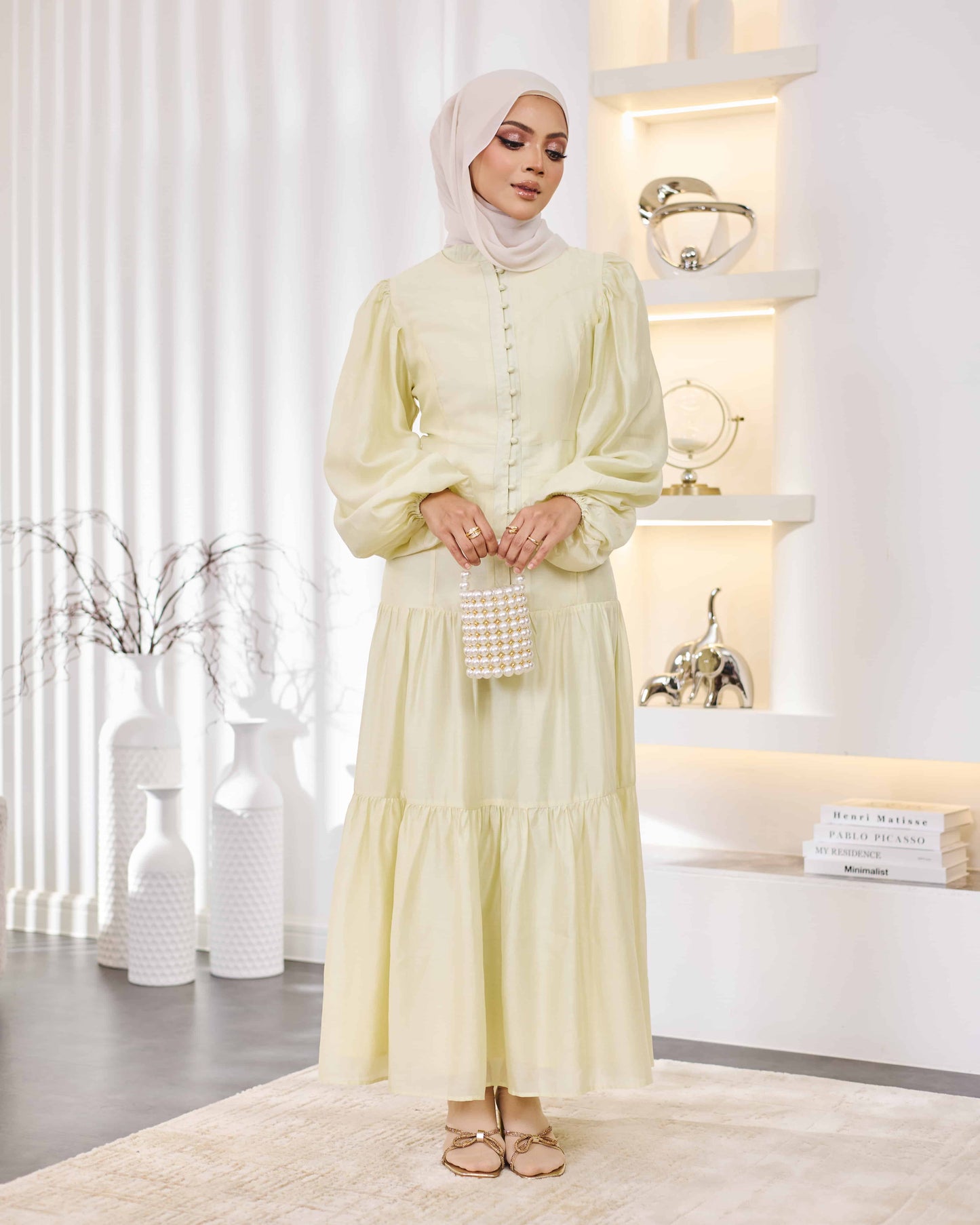 KEYLA BUTTON DRESS (LIGHT YELLOW)