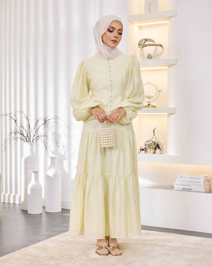 KEYLA BUTTON DRESS (LIGHT YELLOW)