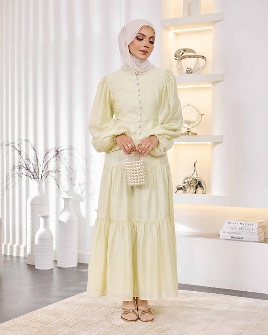 MINOR DEFECT KEYLA BUTTON DRESS (LIGHT YELLOW)