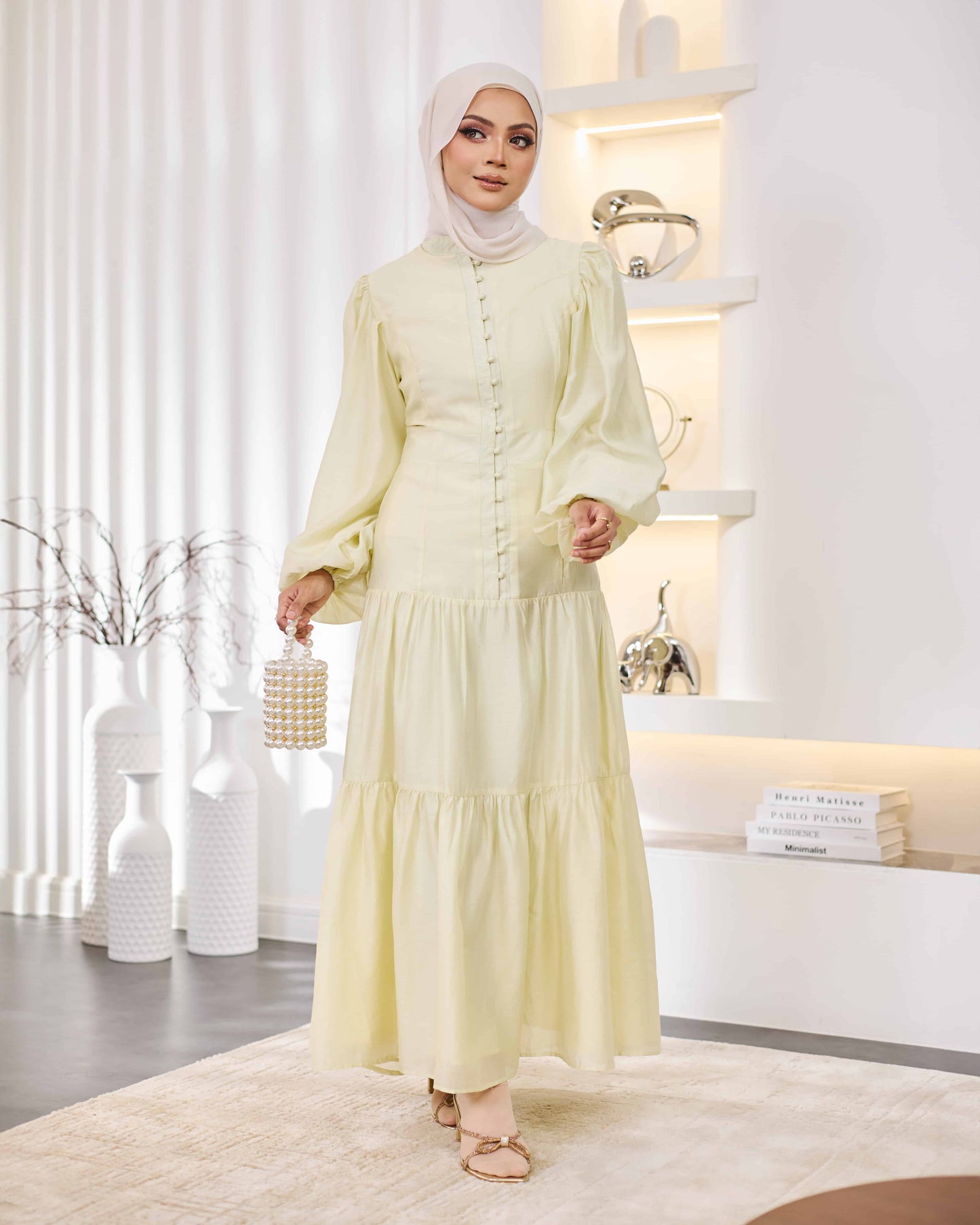 KEYLA BUTTON DRESS (LIGHT YELLOW)