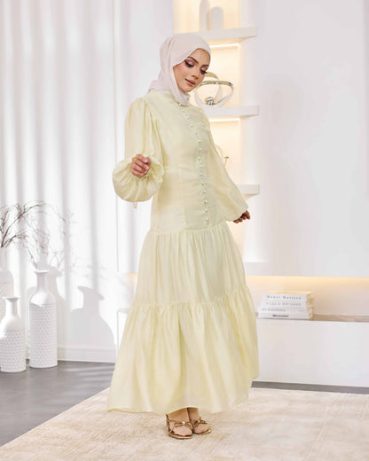 KEYLA BUTTON DRESS (LIGHT YELLOW)