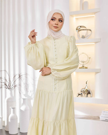 KEYLA BUTTON DRESS (LIGHT YELLOW)