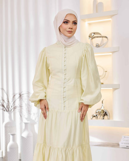KEYLA BUTTON DRESS (LIGHT YELLOW)