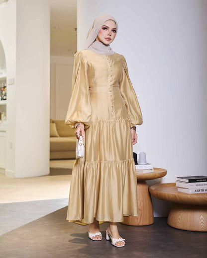 KEYLA BUTTON DRESS (CHAMPAGNE)