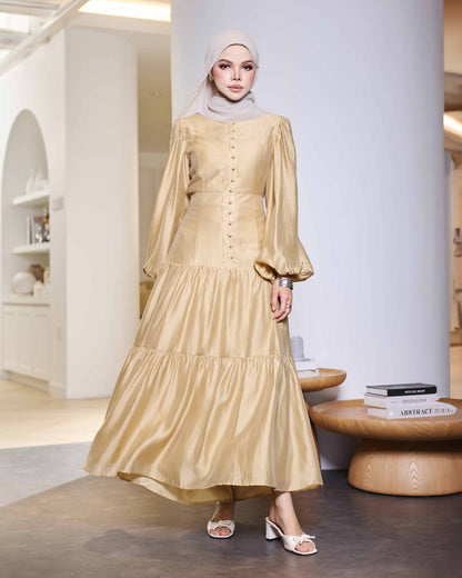 KEYLA BUTTON DRESS (CHAMPAGNE)