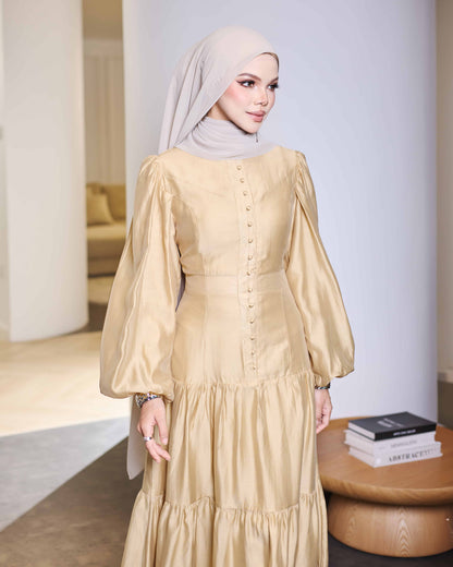 KEYLA BUTTON DRESS (CHAMPAGNE)