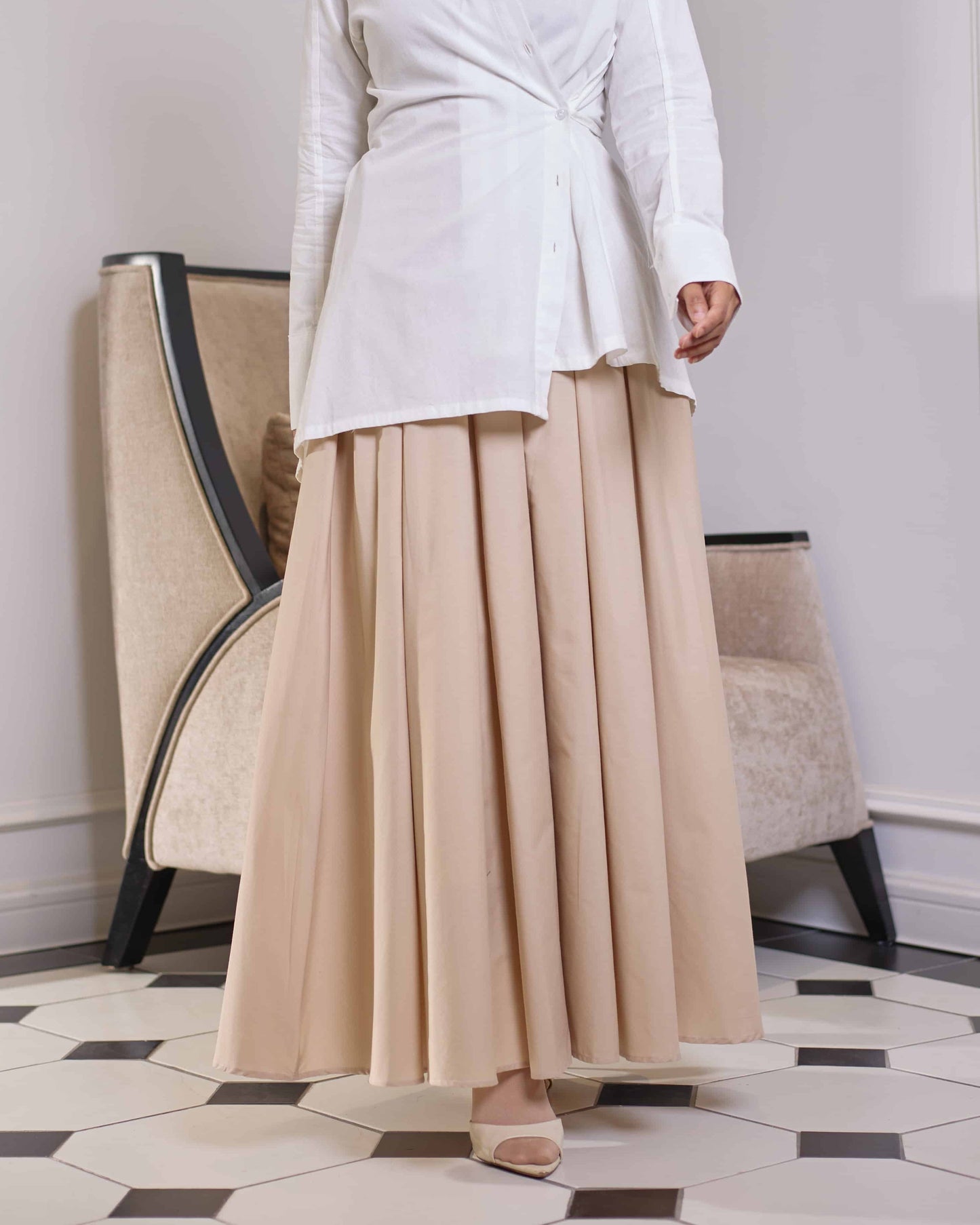 MINOR DEFECT IVY PLAIN CIRCLE SKIRT (CHAMPAGNE)