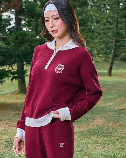 MINOR DEFECT KYRA HALF-ZIP JUMPER (BURGUNDY)