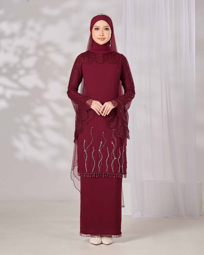 MINOR DEFECT HELIANA KURUNG (BURGUNDY)