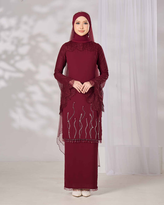 MINOR DEFECT HELIANA KURUNG (BURGUNDY)