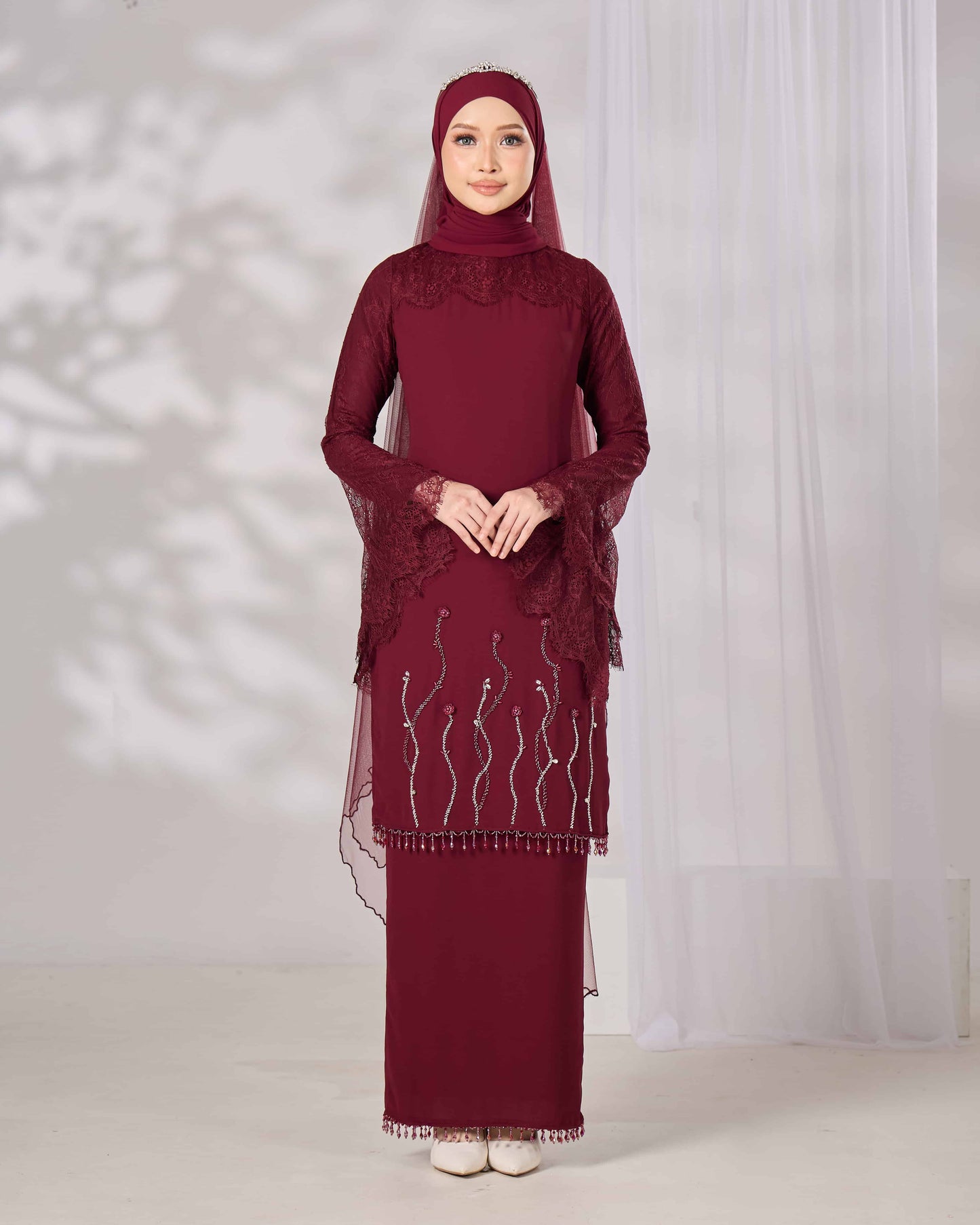MINOR DEFECT HELIANA KURUNG (BURGUNDY)