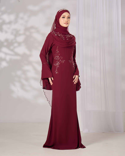 ARISSA DRESS (BURGUNDY)