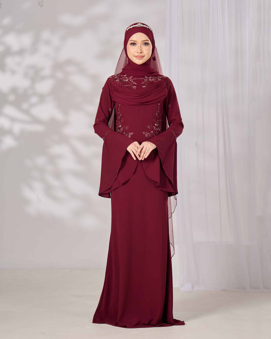 ARISSA DRESS (BURGUNDY)