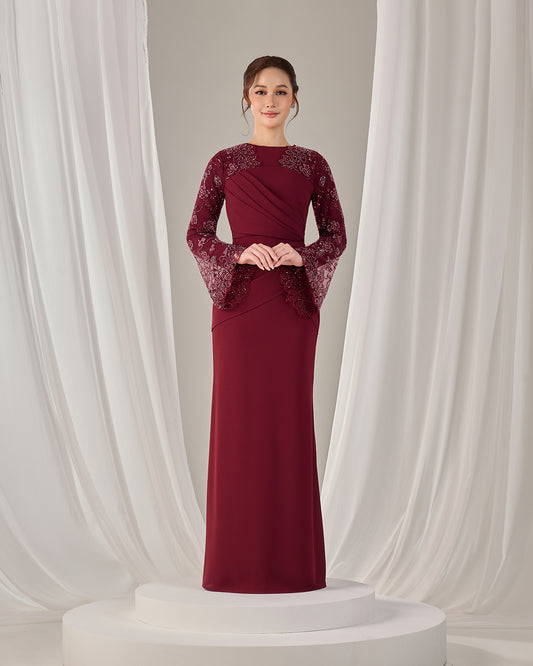 NARISSA DRESS (BURGUNDY)