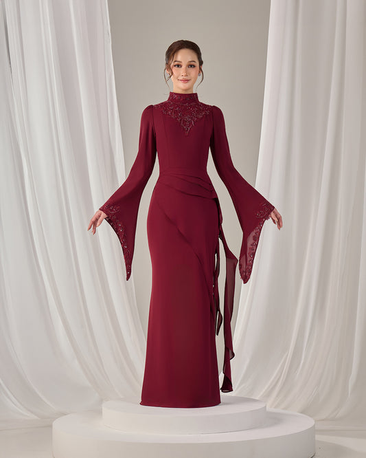 AVELIA DRESS (BURGUNDY)