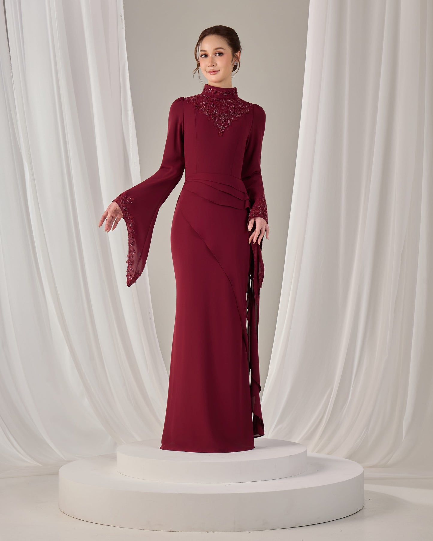 AVELIA DRESS (BURGUNDY)