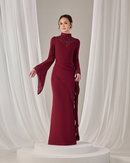 AVELIA DRESS (BURGUNDY)