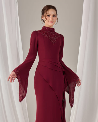 AVELIA DRESS (BURGUNDY)