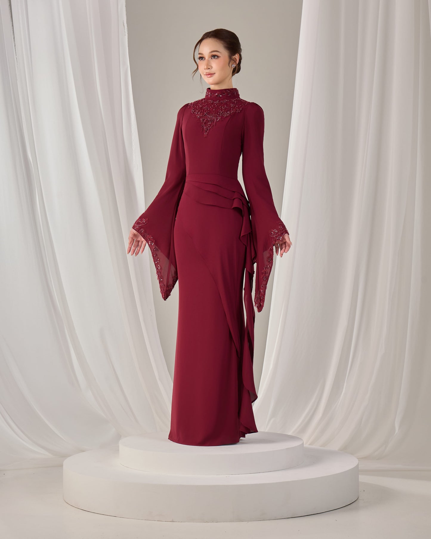 AVELIA DRESS (BURGUNDY)