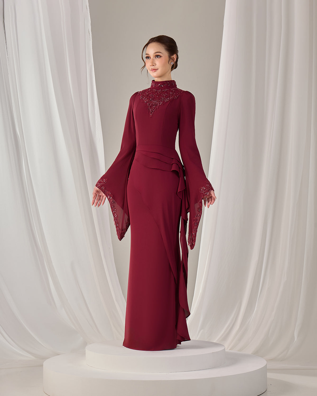 AVELIA DRESS (BURGUNDY)