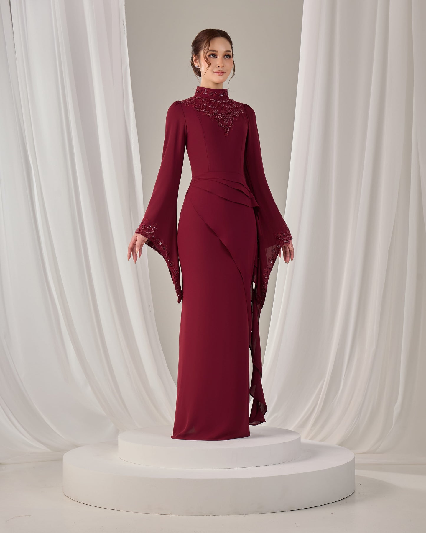 AVELIA DRESS (BURGUNDY)