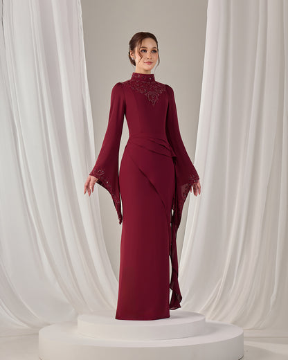 AVELIA DRESS (BURGUNDY)