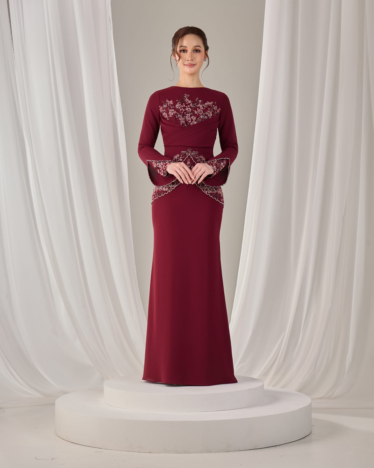 NELLY DRESS (BURGUNDY)