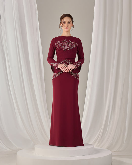 NELLY DRESS (BURGUNDY)