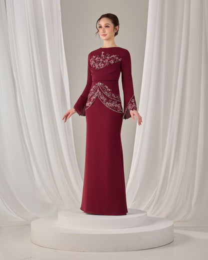NELLY DRESS (BURGUNDY)