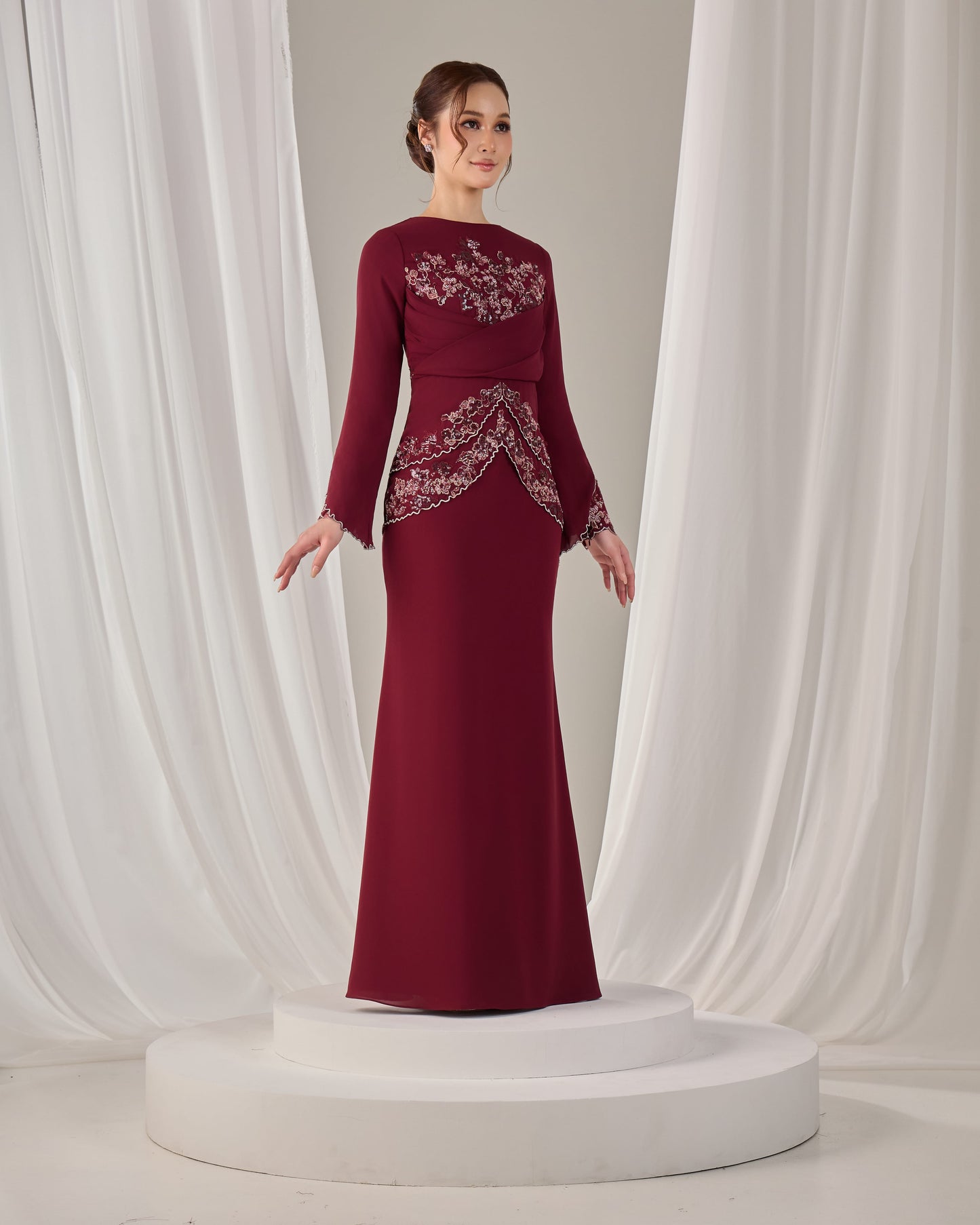 NELLY DRESS (BURGUNDY)