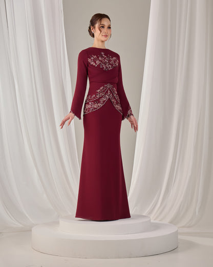 NELLY DRESS (BURGUNDY)