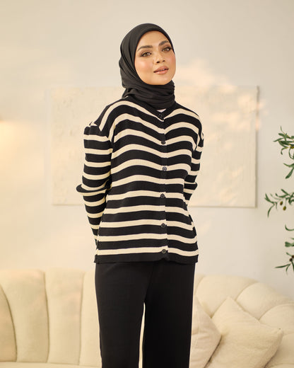 MORY BUTTON STRIPES (BLACK)