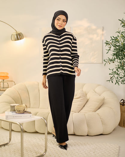 MORY BUTTON STRIPES (BLACK)