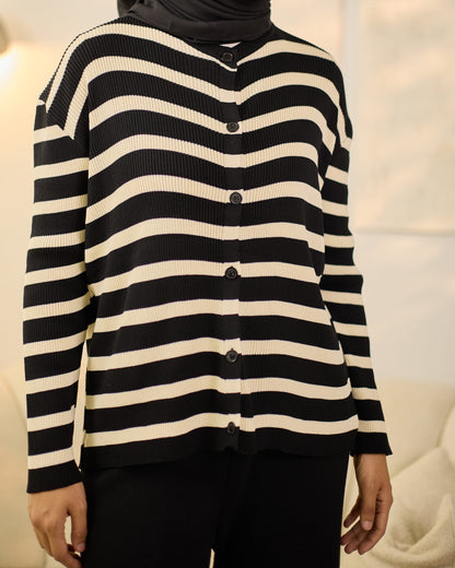 MORY BUTTON STRIPES (BLACK)