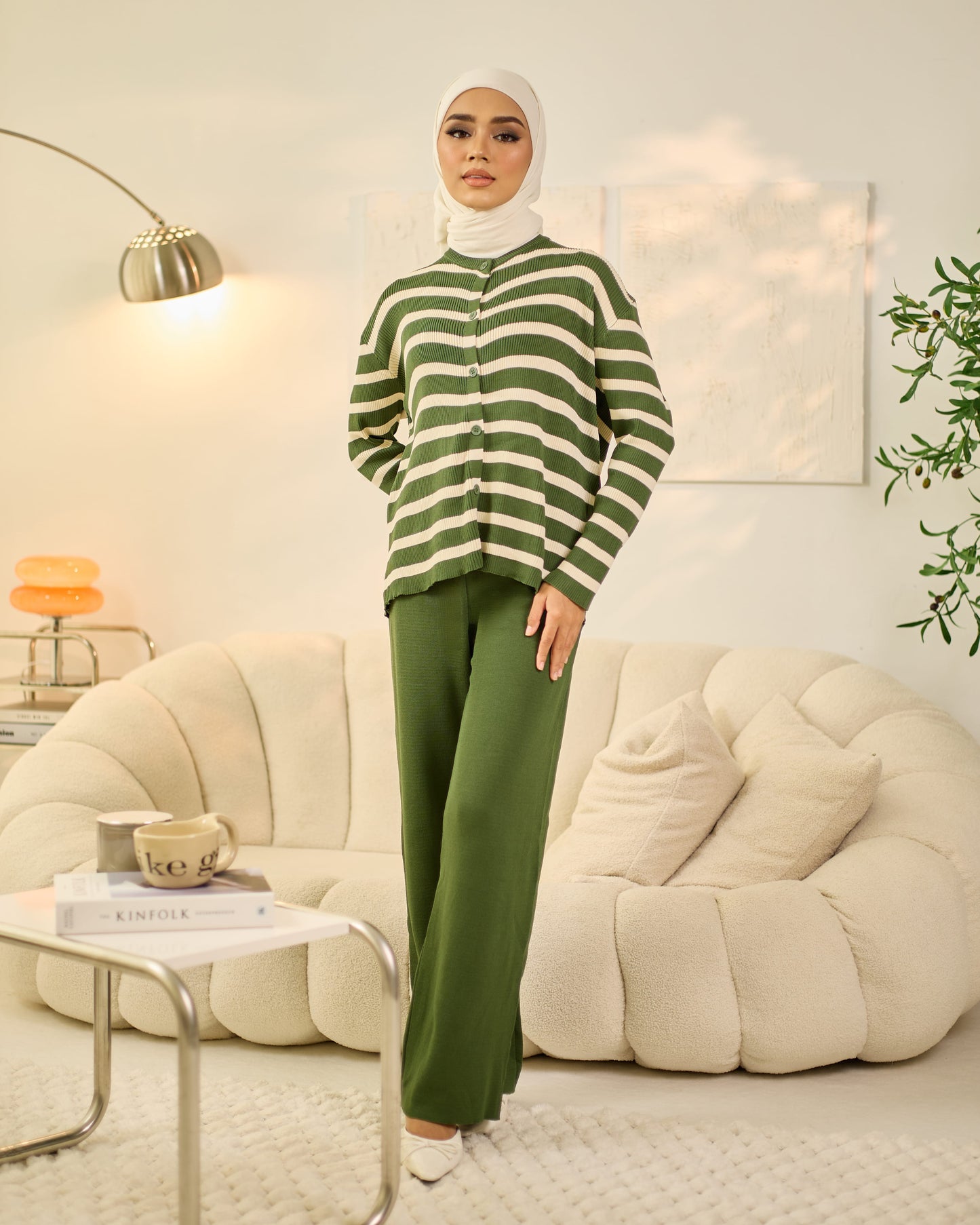 MORY BUTTON STRIPES (OLIVE)