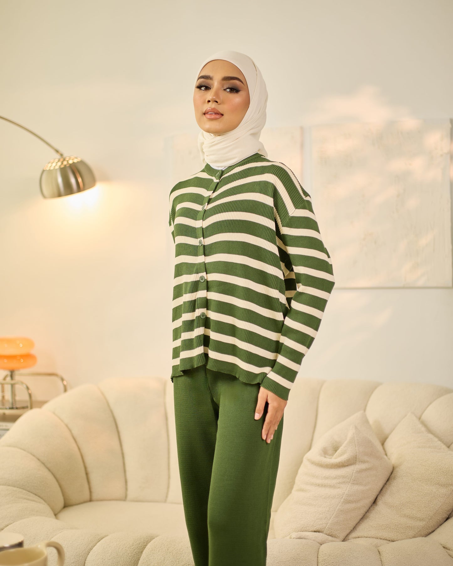 MORY BUTTON STRIPES (OLIVE)