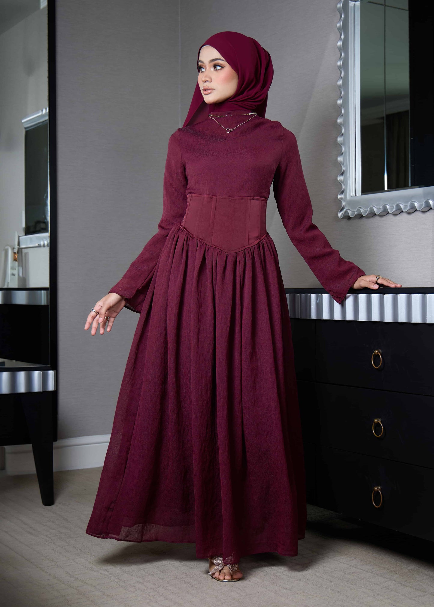 ELSA DRESS (BURGUNDY)