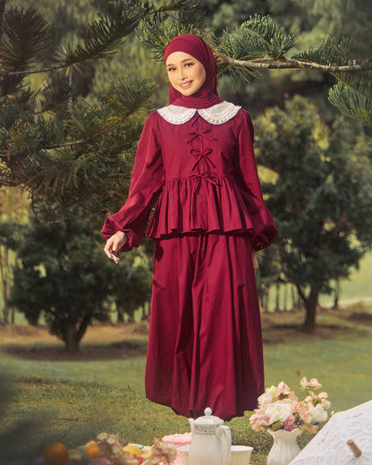 AIRY BOW-TIE DRESS (BURGUNDY)