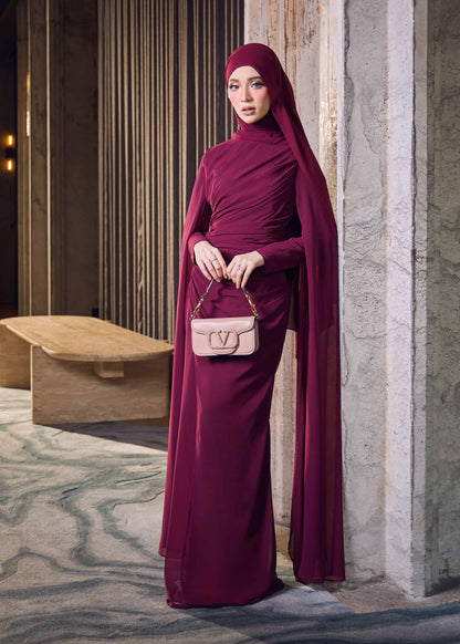 MINOR DEFECT NAURAH DRESS (BURGUNDY)