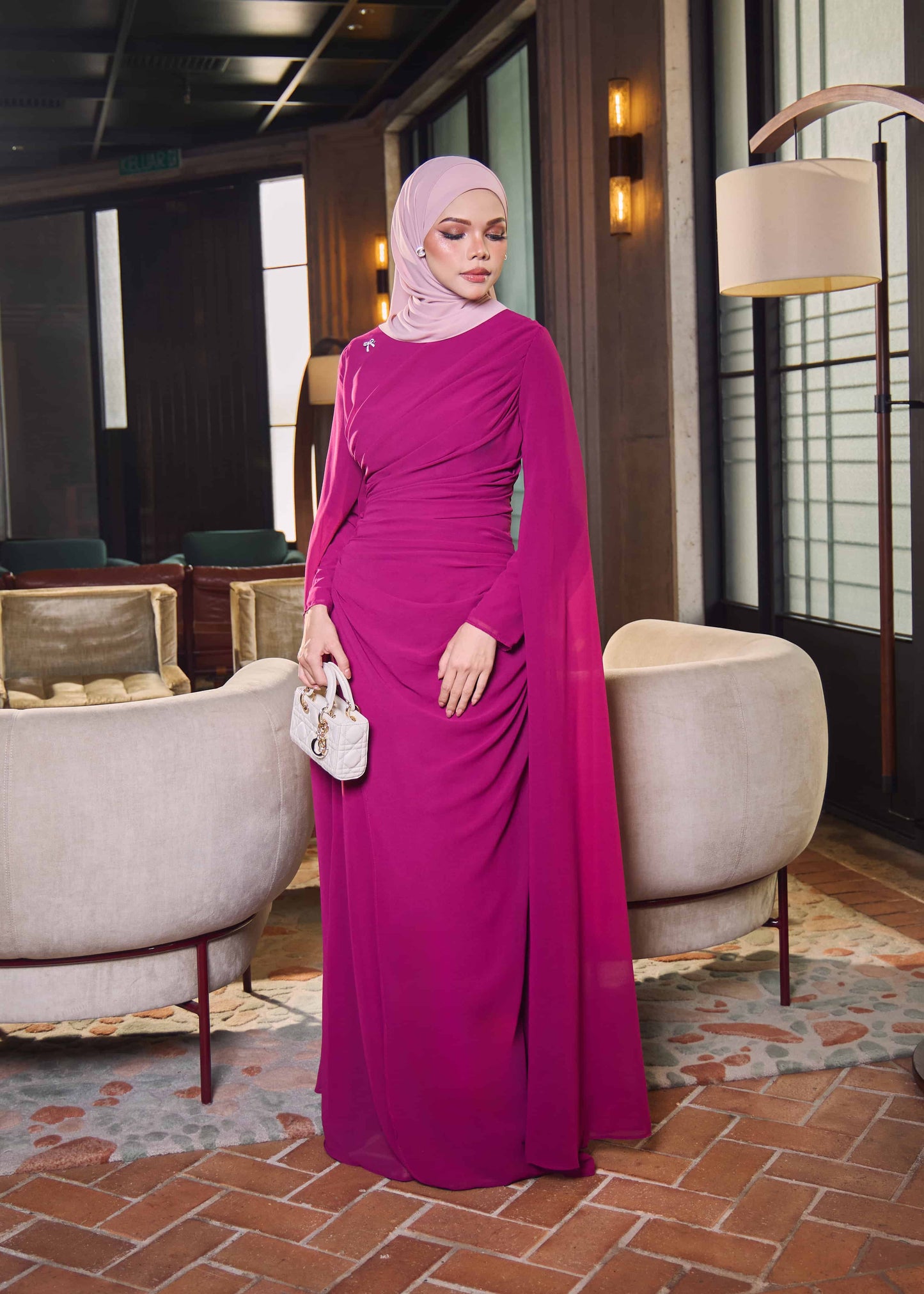 MINOR DEFECT NAURAH DRESS (DARK FUCHSIA)