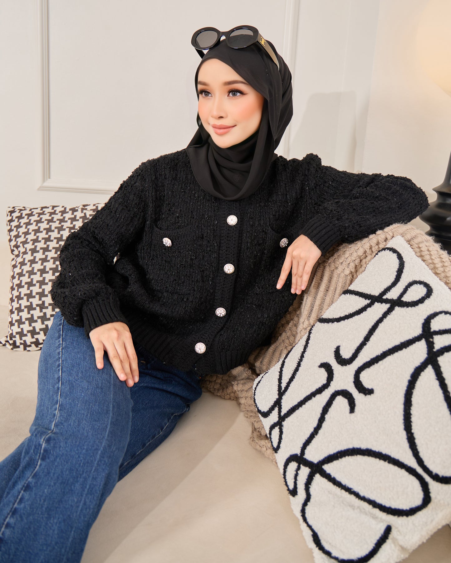 LUNA CHUNKY CARDIGAN (BLACK)