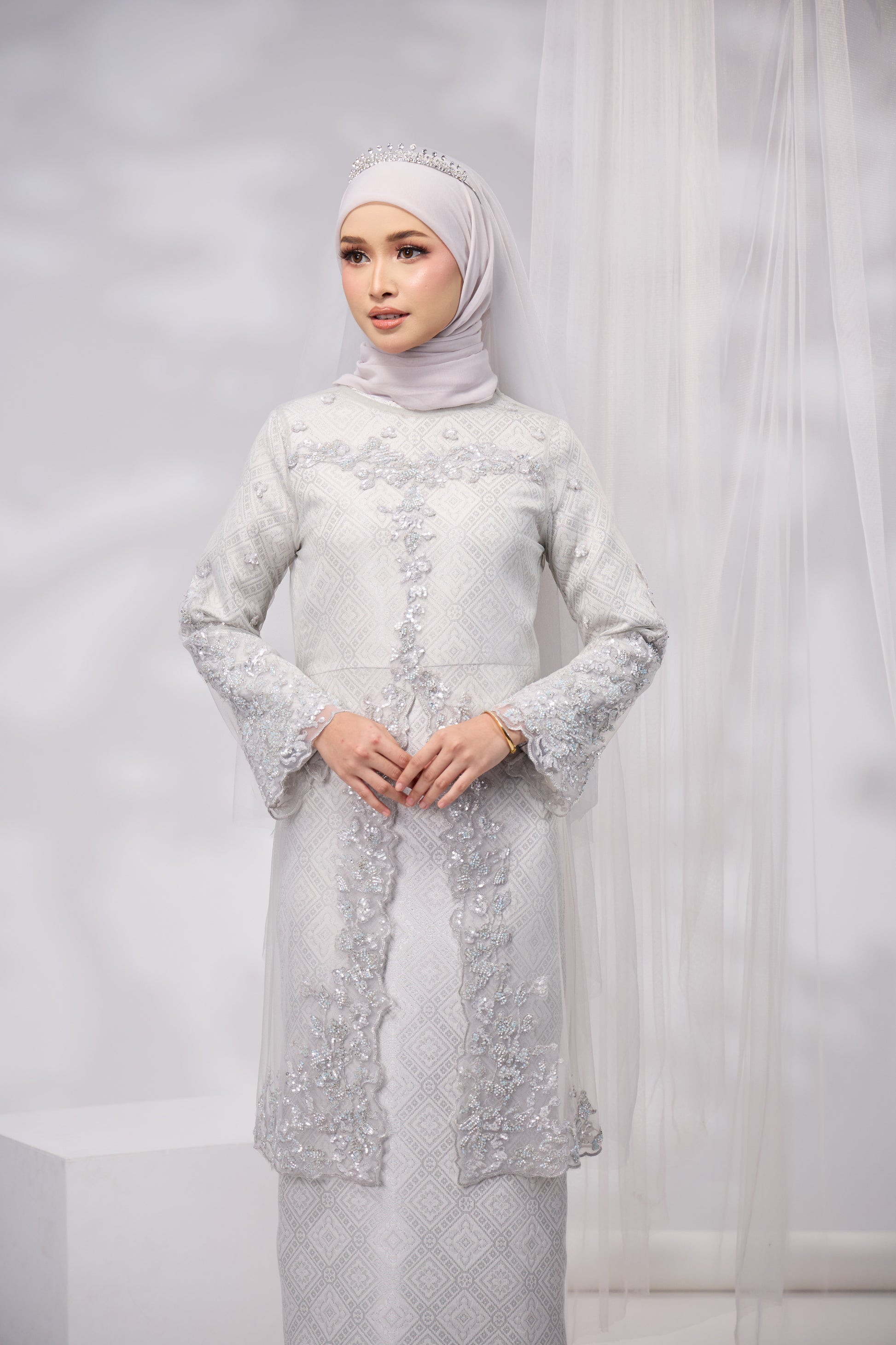 grey hijab wedding dress Nikah Set Ladies | Wedding Dress Neo | 3-piece