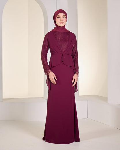 CATRICE DRESS (BURGUNDY)