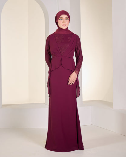 CATRICE DRESS (BURGUNDY)