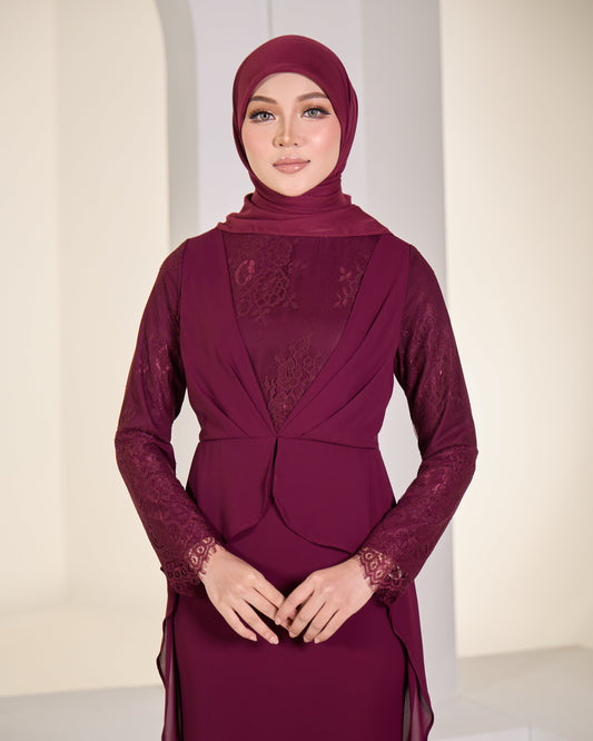 CATRICE DRESS (BURGUNDY)