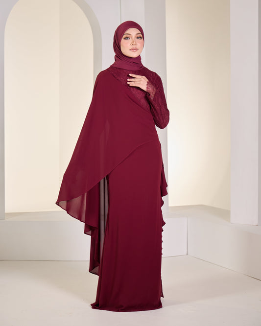 DARCY DRESS (BURGUNDY)