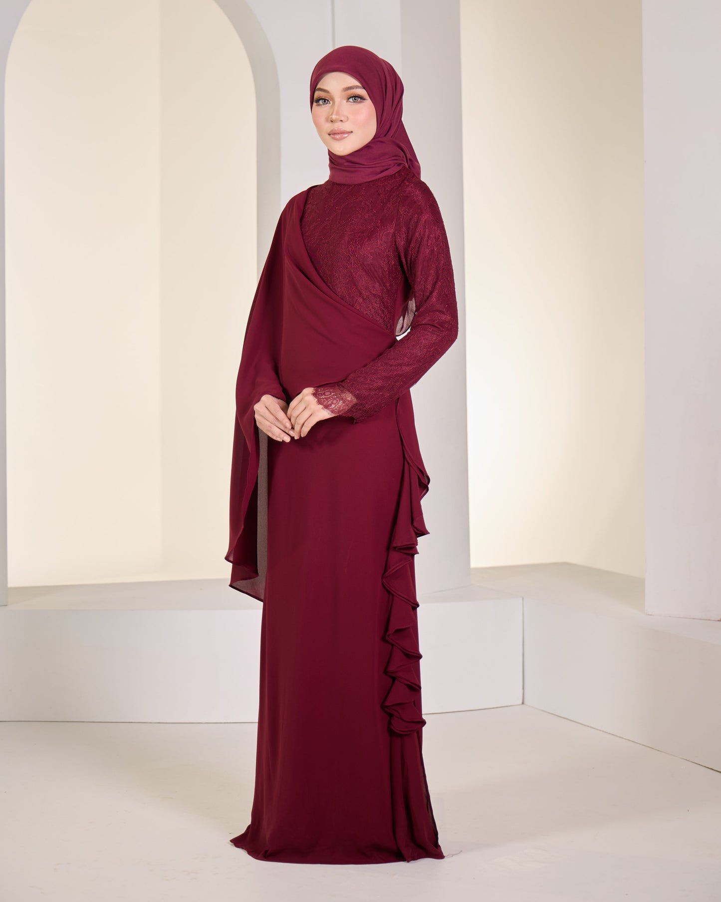 DARCY DRESS (BURGUNDY)