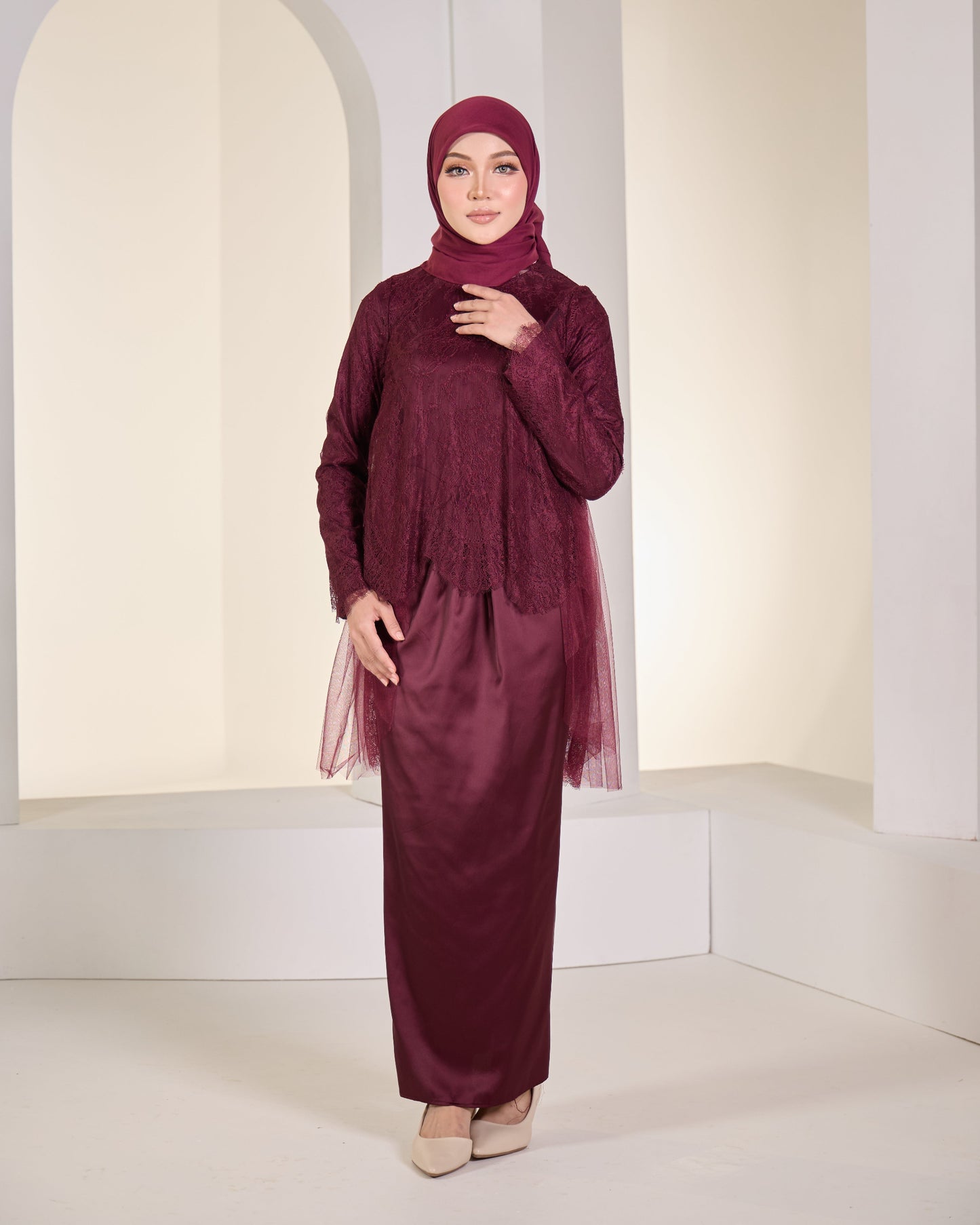 GLENDA DRESS (BURGUNDY)